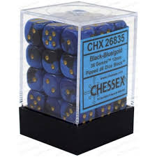 Set de 36 dés 6 Chessex Gemini : Black/Blue