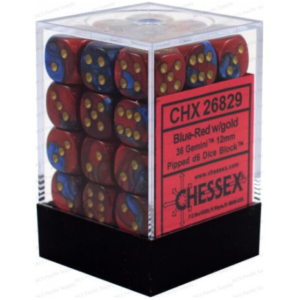 Set de 36 dés 6 Chessex Gemini : Blue/Red /Gold