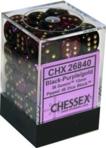 Set de 36 dés 6 Chessex Gemini : Black/Purple