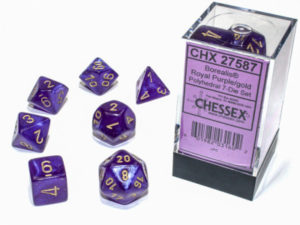 Set de 7 dés Chessex Borealis : Royal Purple