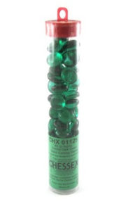 Tube de 40 Billes Plates Chessex : Crystal Dark Green