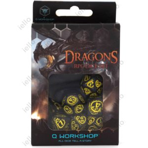 Set de 7 dés Q-Workshop Dragons : Black &amp; Yellow