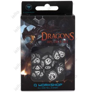 Set de 7 dés Q-Workshop Dragon : Black &amp; White