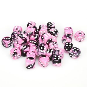Set de 36 dés 6 faces 36D6 Gemini Black/Pink w/White