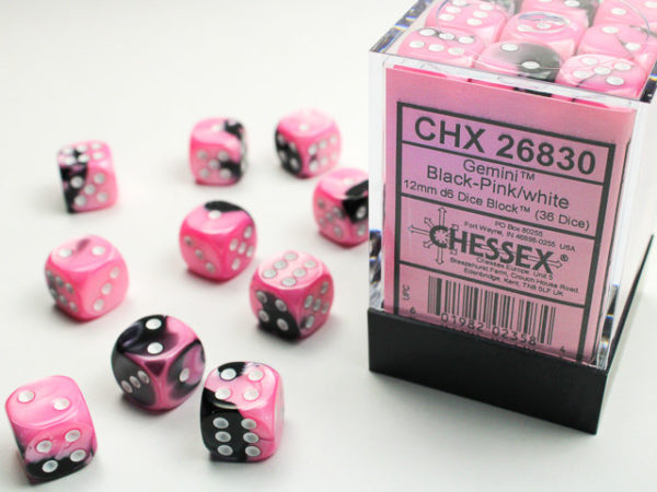set de 36 des 6 faces 36d6 gemini black pink w white 2 jeux Toulon L Ataniere.jpg | Jeux Toulon L'Atanière
