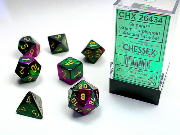 set de 7 des chessex gemini green purple w gold 2 jeux Toulon L Ataniere.jpg | Jeux Toulon L'Atanière