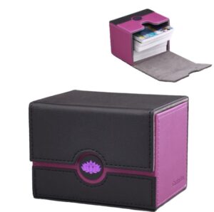Deck Box Horizontale Cuir : Lotus (Noir &amp; Violet)