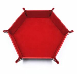 Piste de Dés Pliable hexagonale en Cuir et Intérieur Velours : Rouge