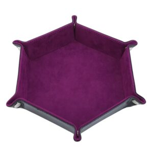 Piste de Dés Pliable hexagonale en Cuir et Intérieur Velours : Violet